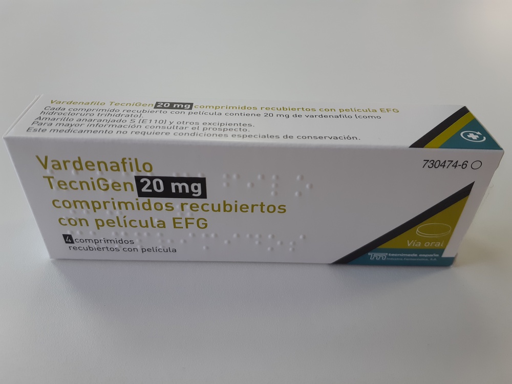 VARDENAFILO TECNIGEN 20 mg COMPRIMIDOS REVESTIDOS POR PELÍCULA