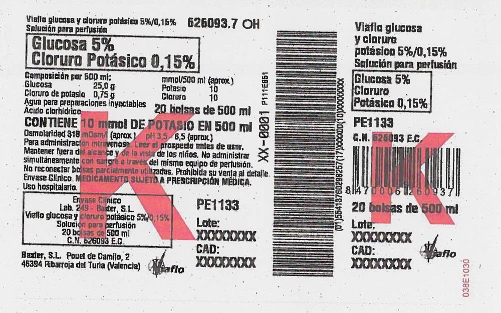 VIAFLO GLUCOSA 5% E CLORETO DE POTÁSSIO 0,15%, SOLUÇÃO PARA PERFUSÃO