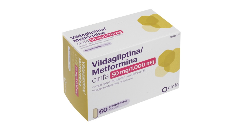 VILDAGLIPTINA/METFORMINA CINFA 50 mg/1000 mg COMPRIMIDOS REVESTIDOS POR PELÍCULA