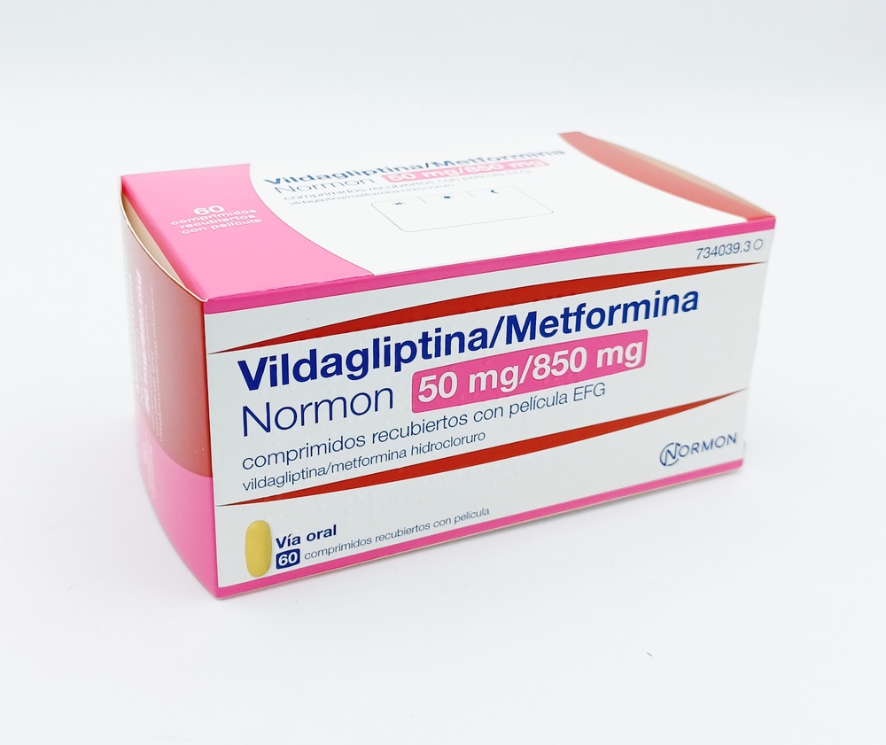 VILDAGLIPTINA/METFORMINA NORMON 50 mg/850 mg COMPRIMIDOS REVESTIDOS POR PELÍCULA