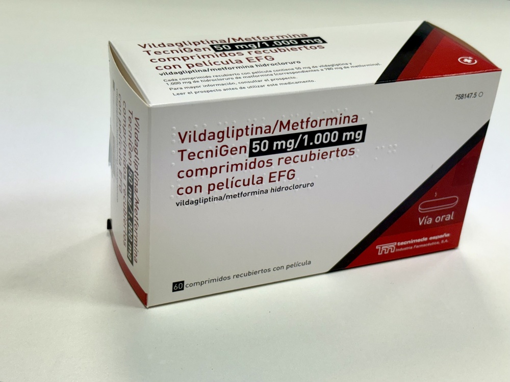 VILDAGLIPTINA/METFORMINA TECNIGEN 50 mg/1000 mg COMPRIMIDOS REVESTIDOS POR PELÍCULA