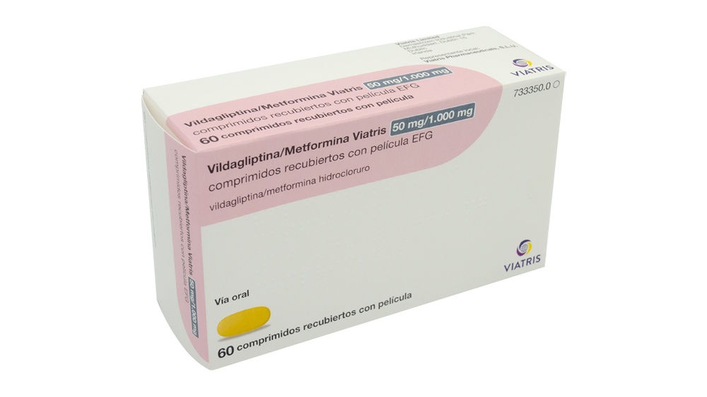 VILDAGLIPTINA/METFORMINA VIATRIS 50 mg/1000 mg COMPRIMIDOS REVESTIDOS POR PELÍCULA