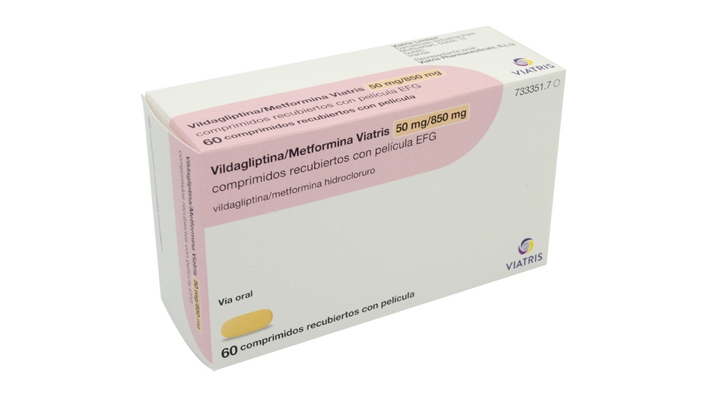 VILDAGLIPTINA/METFORMINA VIATRIS 50 mg/850 mg COMPRIMIDOS REVESTIDOS POR PELÍCULA
