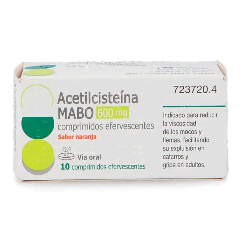 ACETILCISTEÍNA MABO 600 mg COMPRIMIDOS EFERVESCENTES COM SABOR A LARANJA