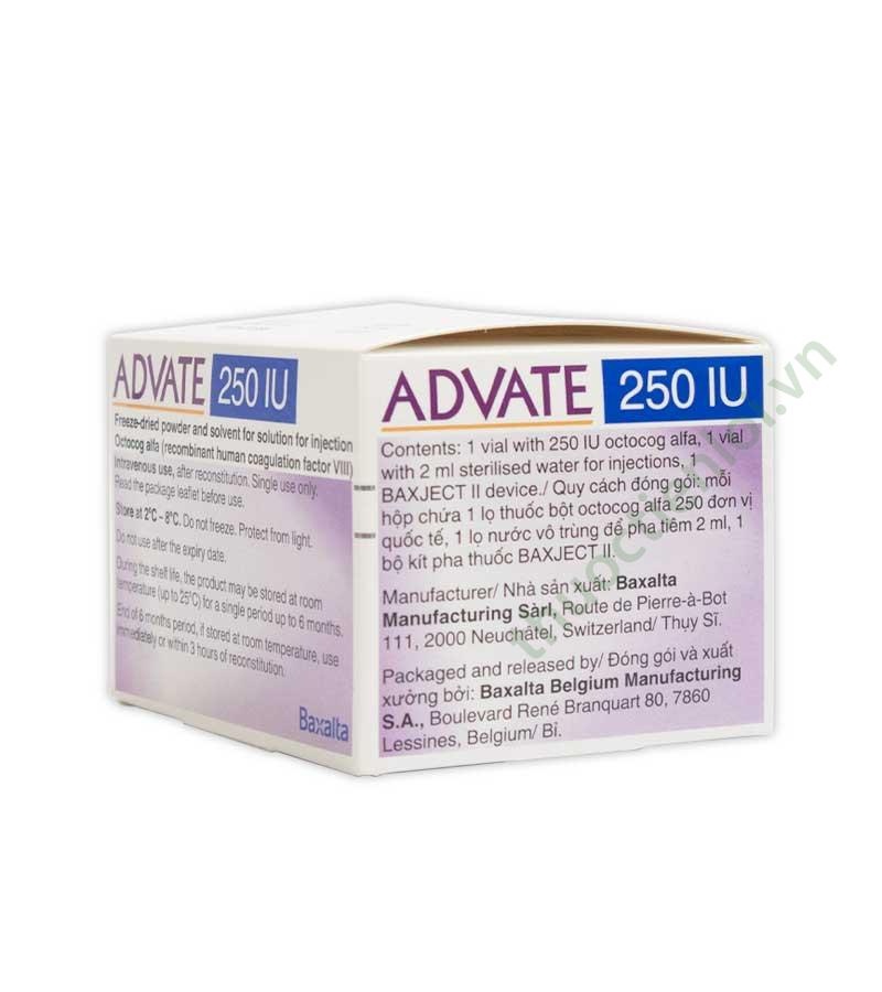 ADVATE 250 UI PÓ E SOLVENTE PARA SOLUÇÃO INJETÁVEL