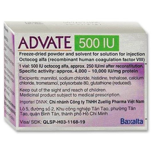 ADVATE 500 UI PÓ E SOLVENTE PARA SOLUÇÃO INJETÁVEL