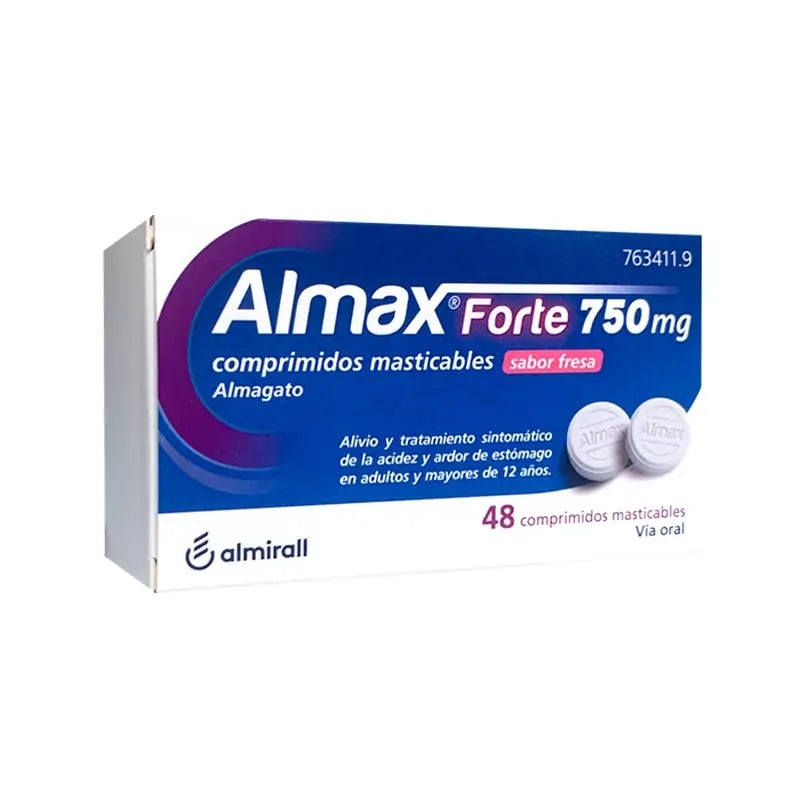 ALMAX FORTE 750 MG COMPRIMIDOS MASTIGÁVEIS SABOR MORANGO
