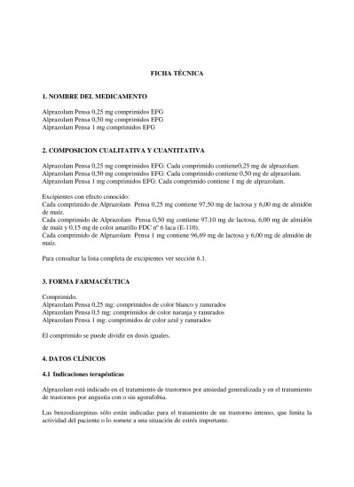 ALPRAZOLAM PENSA 1 mg COMPRIMIDOS