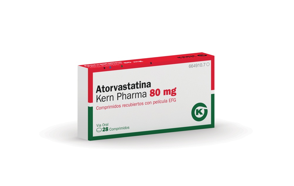 ATORVASTATINA KERN PHARMA 80 mg COMPRIMIDOS REVESTIDOS POR PELÍCULA