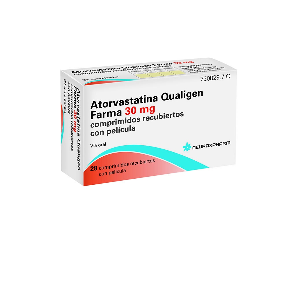 ATORVASTATINA QUALIGEN FARMA 30 mg COMPRIMIDOS REVESTIDOS POR PELÍCULA