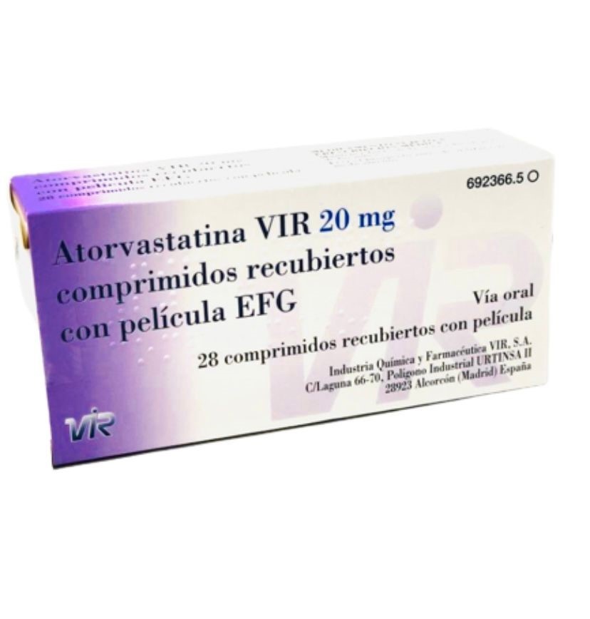 ATORVASTATINA VIR PHARMA 20 mg COMPRIMIDOS REVESTIDOS POR PELÍCULA