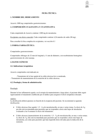 AZZAVIX 1000 mg COMPRIMIDOS GASTRO-RESISTENTES