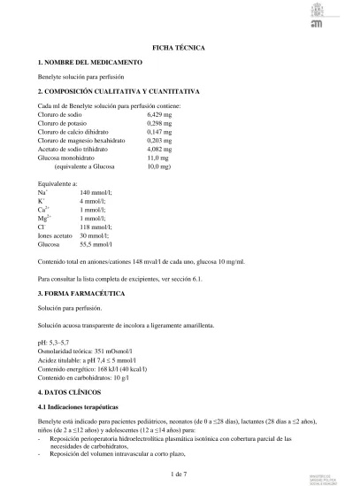 BENELYTE SOLUÇÃO PARA PERFUSÃO