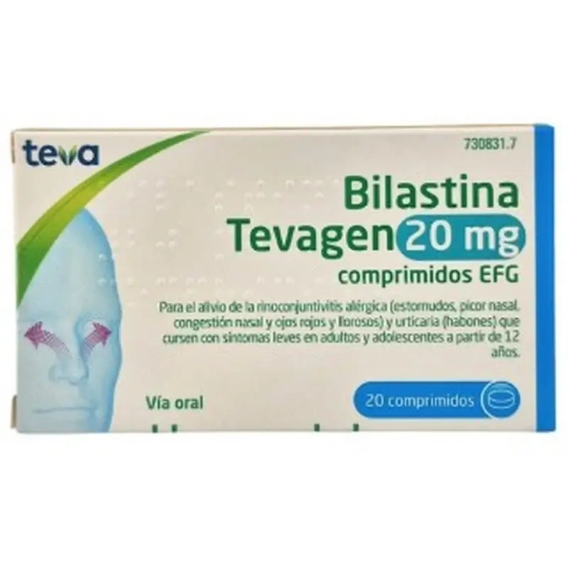BILASTINA TEVAGEN 20 mg COMPRIMIDOS