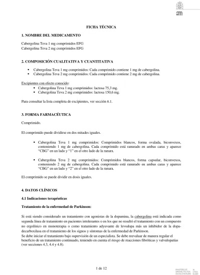 cabergolina-teva-1-mg-comprimidos-efg