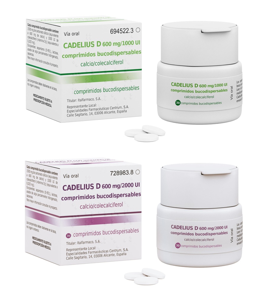CADELIUS D 600 MG/1000 UI COMPRIMIDOS ORODISPERSÍVEIS