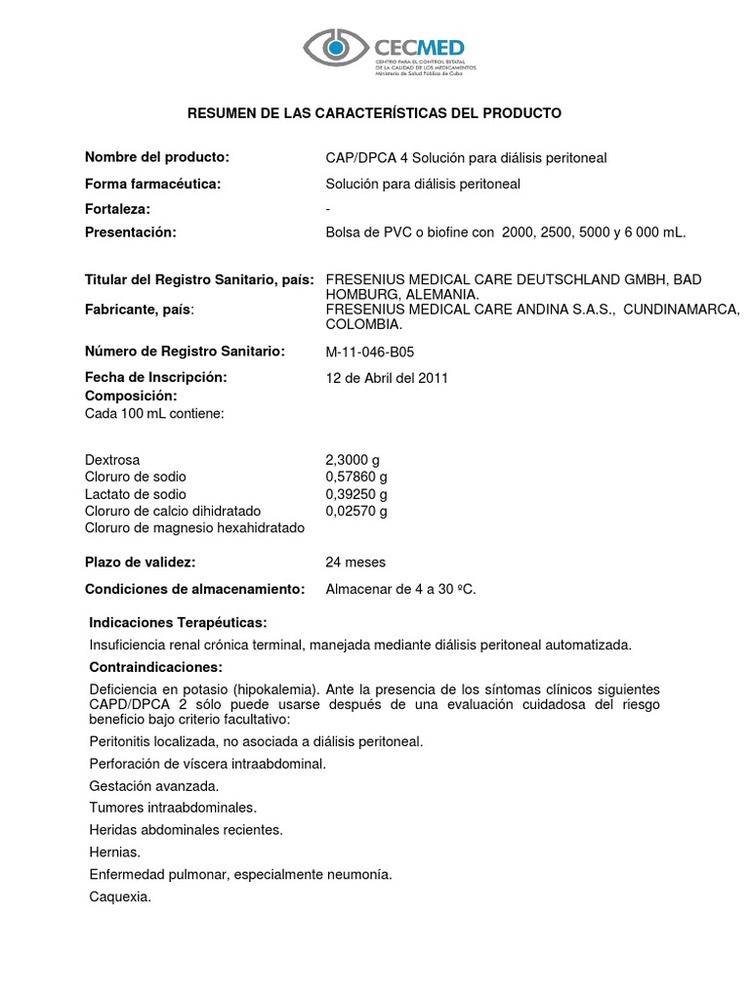 CAPD/DPCA 4 SOLUÇÃO PARA DIÁLISE PERITONEAL