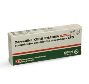 CARVEDILOL KERN PHARMA 6.25 mg COMPRIMIDOS REVESTIDOS POR PELÍCULA