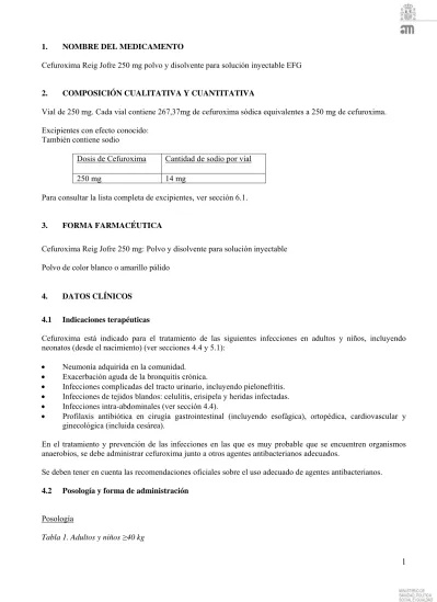 CEFUROXIMA REIG JOFRE 250 mg PÓ E SOLVENTE PARA SOLUÇÃO INJETÁVEL