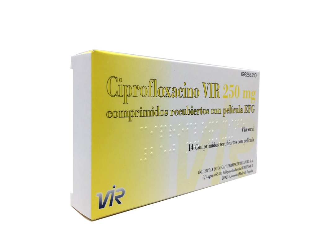 CIPROFLOXACINO VIR 250 mg COMPRIMIDOS REVESTIDOS POR PELÍCULA