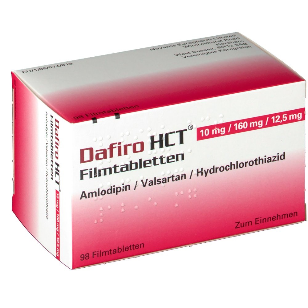 DAFIRO HCT 10 mg/160 mg/12,5 mg COMPRIMIDOS REVESTIDOS POR PELÍCULA