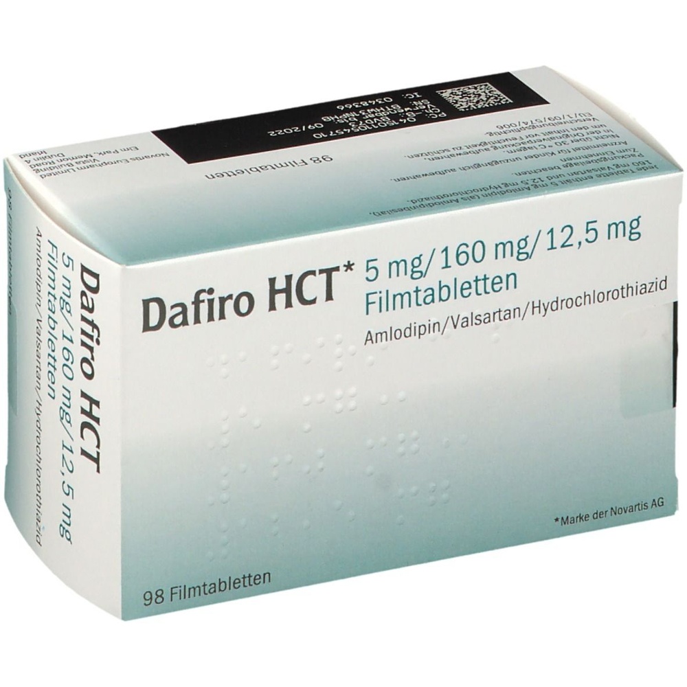 DAFIRO HCT 5 mg/160 mg/12,5 mg COMPRIMIDOS REVESTIDOS POR PELÍCULA