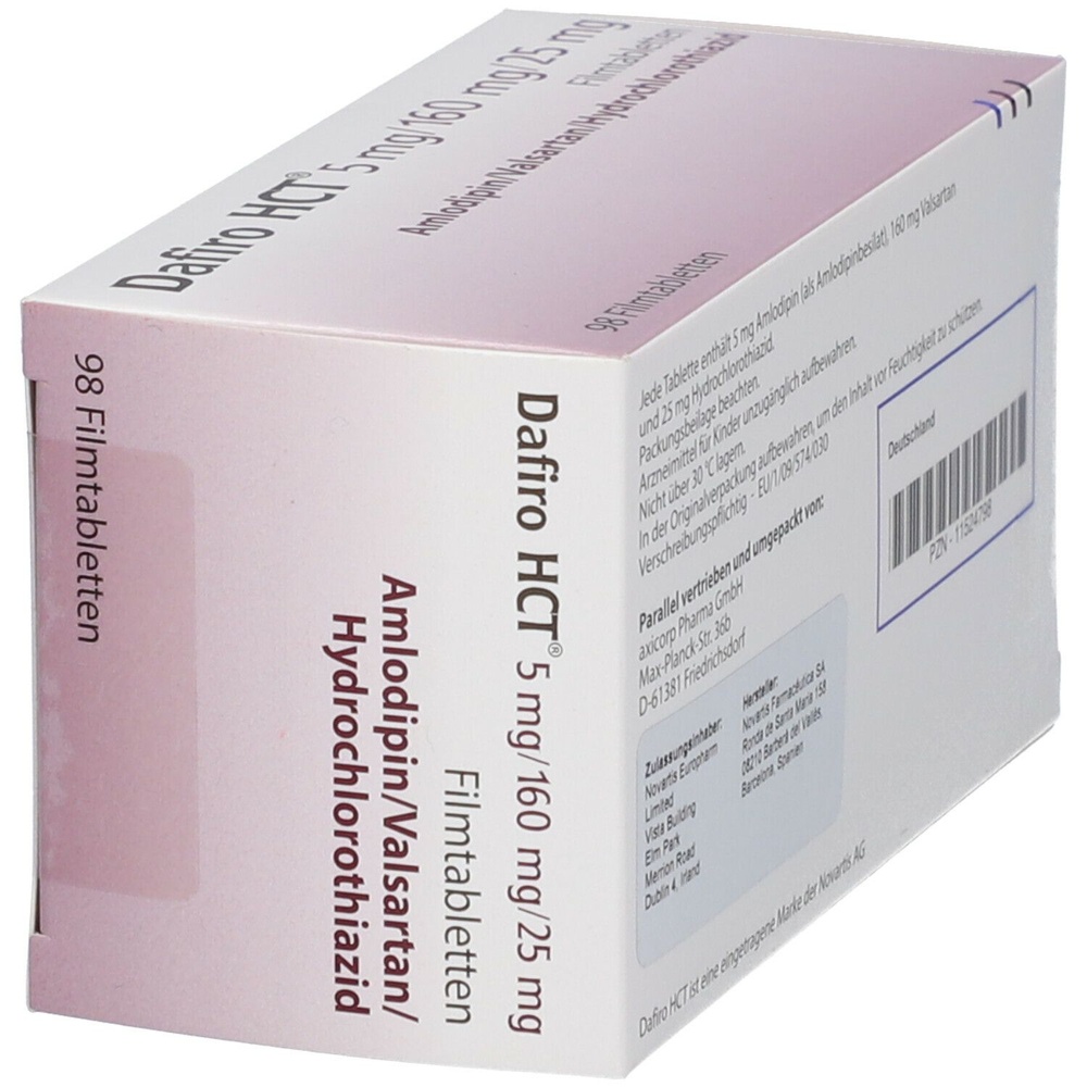 DAFIRO HCT 5 mg/160 mg/25 mg COMPRIMIDOS REVESTIDOS POR PELÍCULA