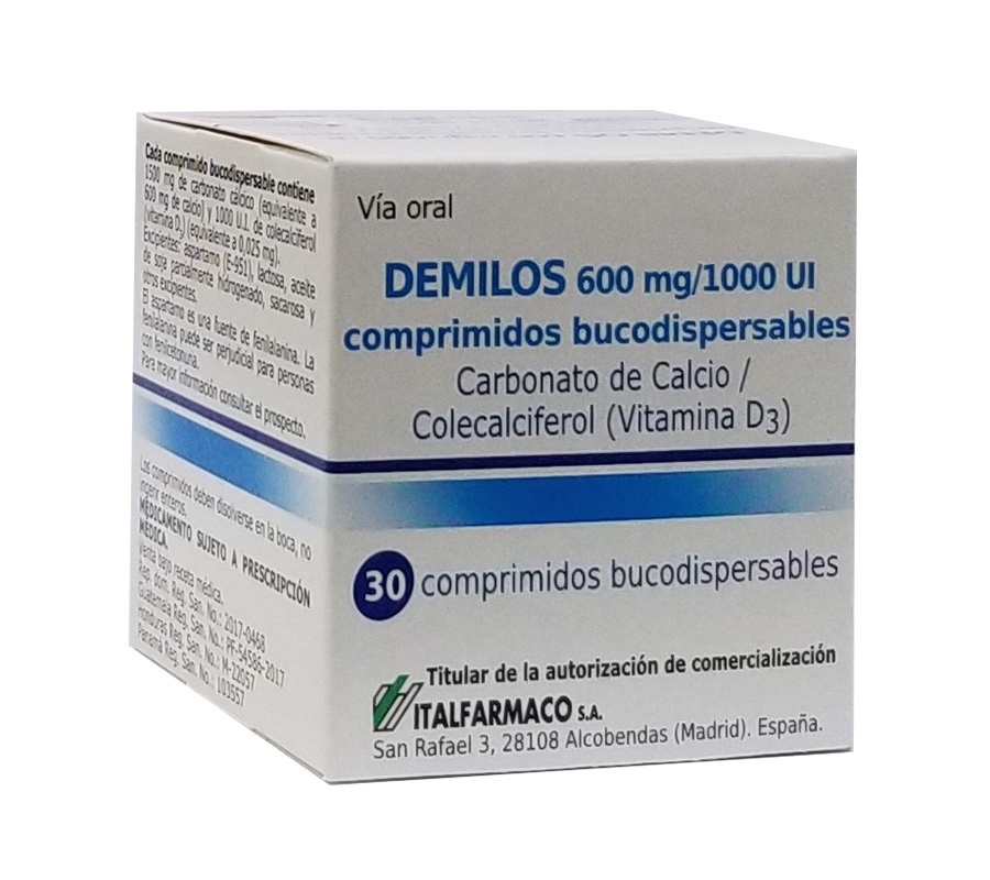 DEMILOS 600 MG/1000 UI COMPRIMIDOS ORODISPERSÍVEIS