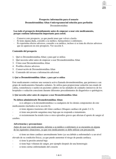 DEXMEDETOMIDINA ALTAN 4 microgramas/ml SOLUÇÃO PARA PERFUSÃO