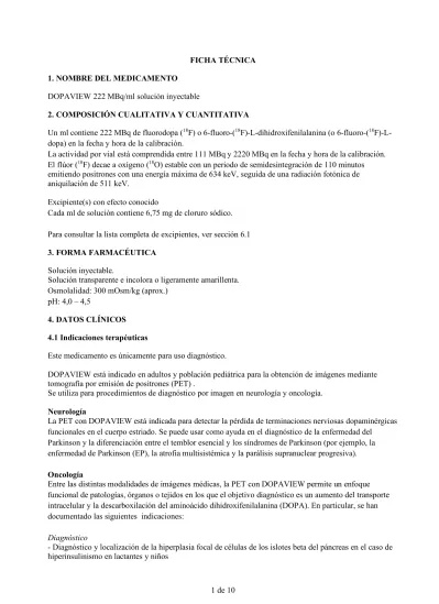 DOPAVIEW 222 MBq/mL SOLUÇÃO INJETÁVEL
