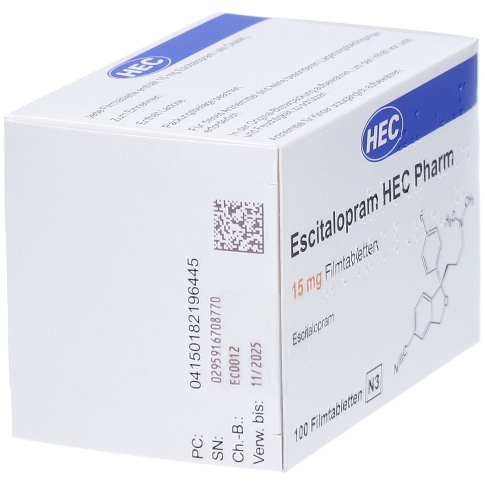 ESCITALOPRAM HEC PHARM 15 mg COMPRIMIDOS REVESTIDOS POR PELÍCULA
