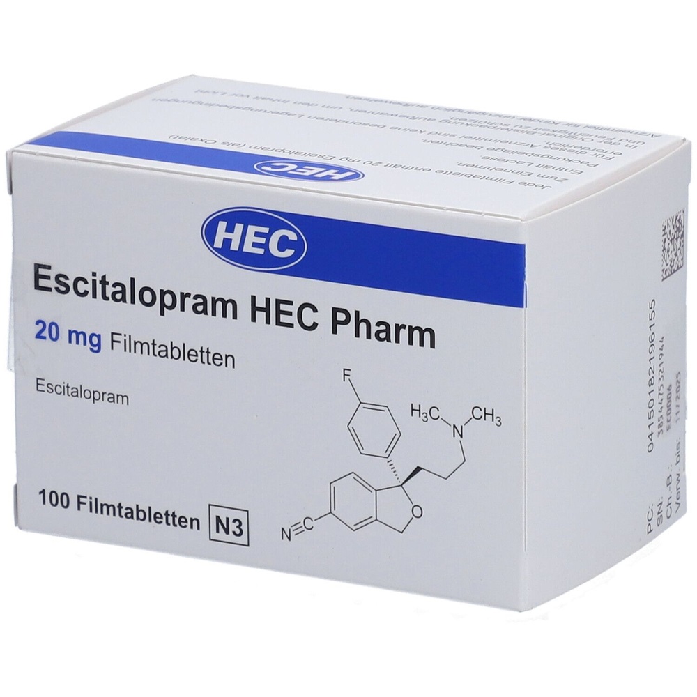 ESCITALOPRAM HEC PHARM 20 mg COMPRIMIDOS REVESTIDOS POR PELÍCULA