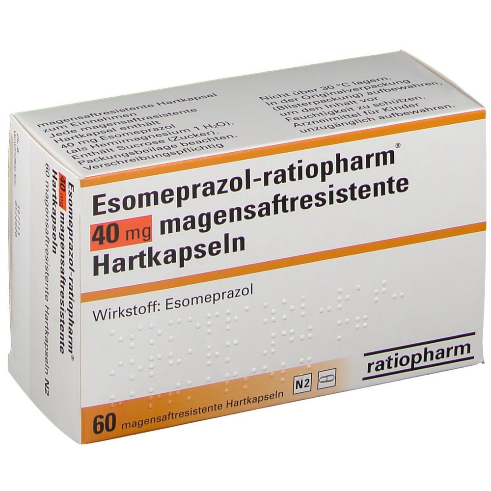 ESOMEPRAZOL RATIOPHARM 40 mg CÁPSULAS DURAS RESISTENTES AO SUCO GÁSTRICO