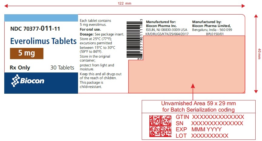 EVEROLIMUS BIOCON 5 mg COMPRIMIDOS