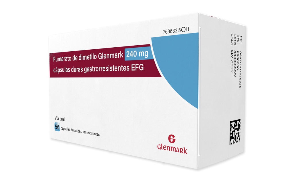 FUMARATO DE DIMETILO GLENMARK 240 mg CÁPSULAS DURAS GASTRORRESISTENTES