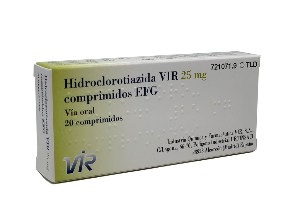 HIDROCLOROTIAZIDA VIR 25 mg COMPRIMIDOS