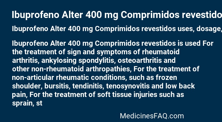 IBUPROFENO ALTER GENERICOS 400 mg COMPRIMIDOS REVESTIDOS POR PELÍCULA