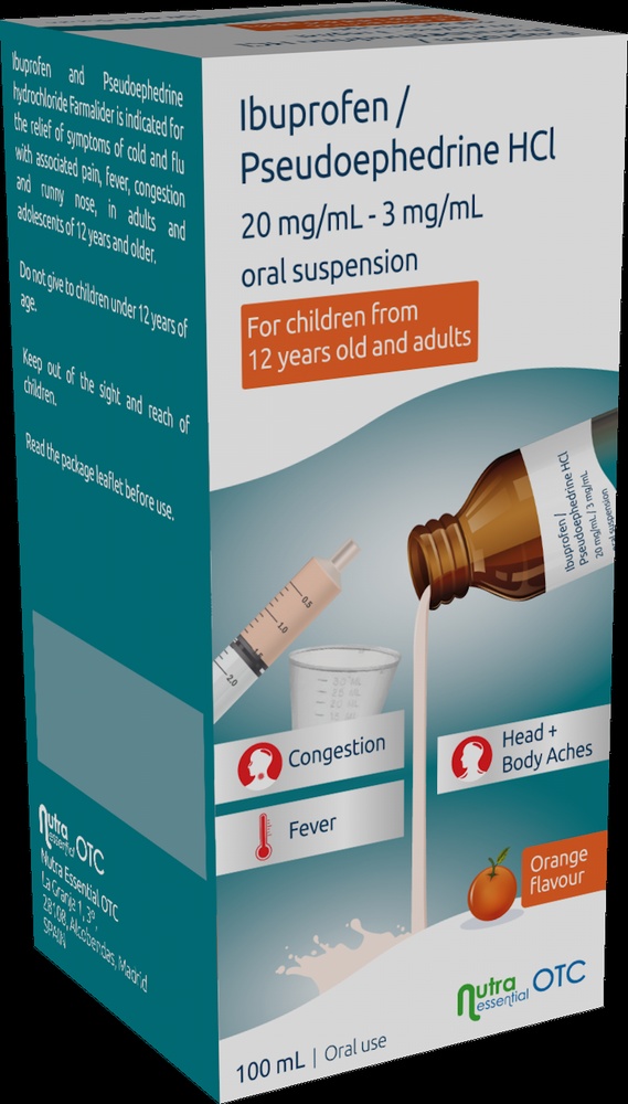 IBUPROFENO/PSEUDOEFEDRINA NUTRA ESSENTIAL 20 mg/mL + 3 mg/mL SUSPENSÃO ORAL