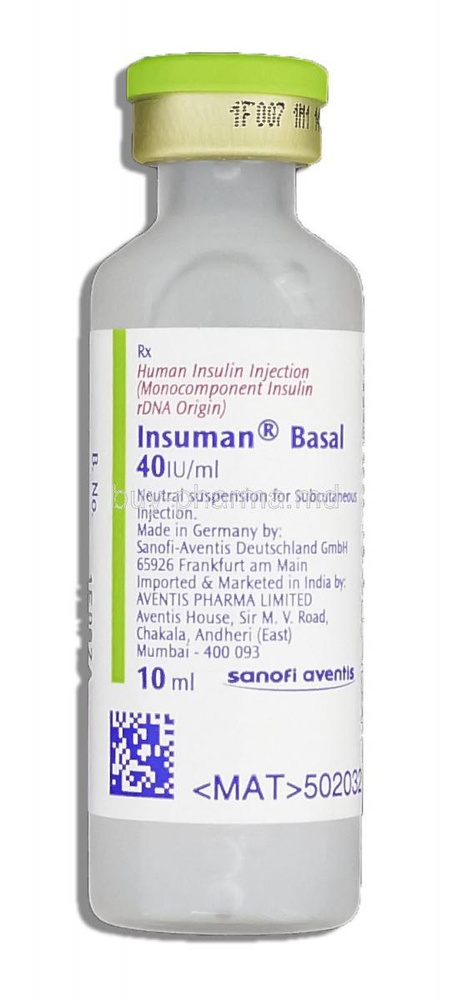 INSUMAN BASAL 40 UI/ml SUSPENSÃO INJETÁVEL EM FRASCO