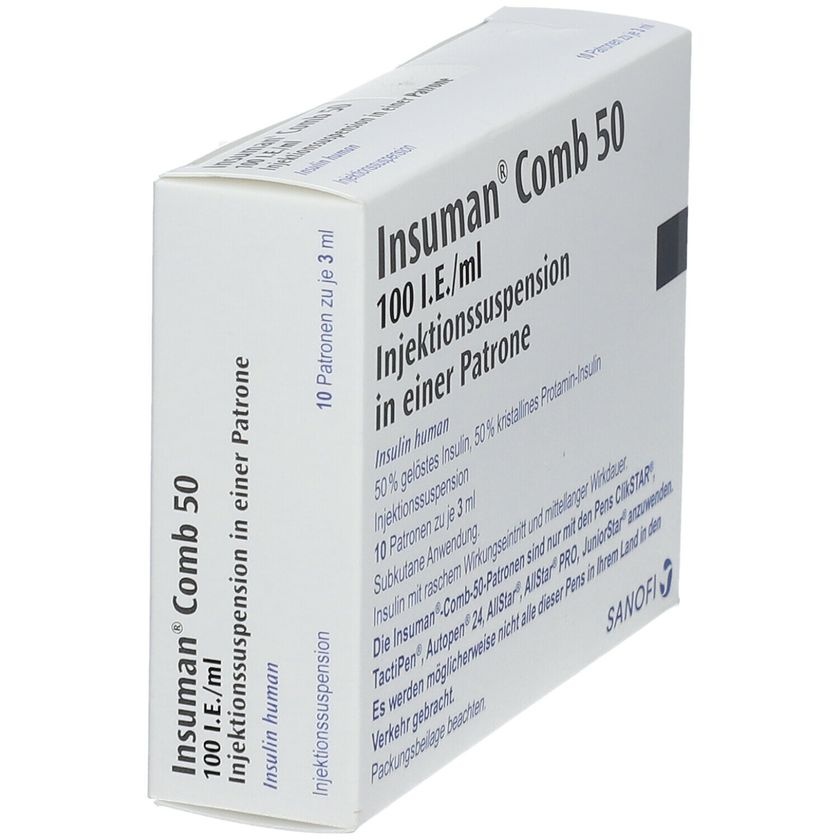 INSUMAN COMB 50/100 UI/ml SUSPENSÃO INJETÁVEL EM UM CARTUCHO