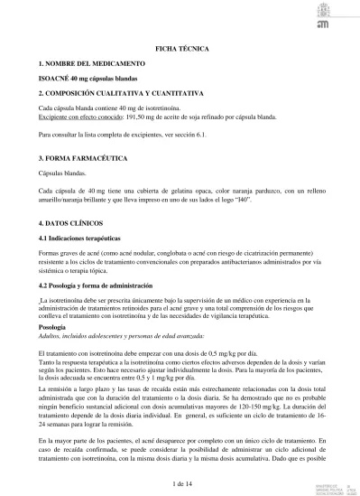 ISOACNE 40 mg CÁPSULAS MOLES