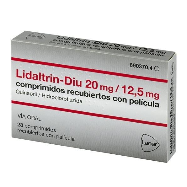 LIDALTRIN DIU 20 mg/12,5 mg COMPRIMIDOS REVESTIDOS POR PELÍCULA