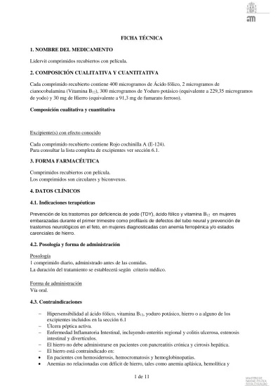 LIDERVIT COMPRIMIDOS REVESTIDOS POR PELÍCULA