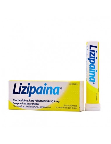 LIZIPAINA CLOREXIDINA 5 mg/BENZOCAÍNA 2,5 mg PASTILHAS PARA CHUPAR