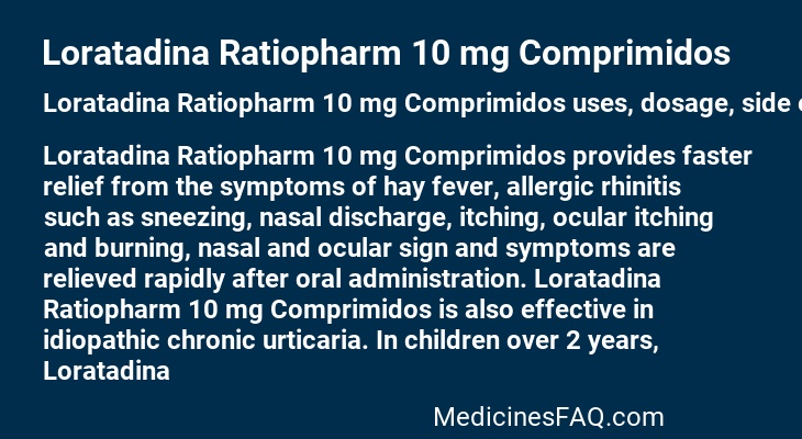 LORATADINA RATIOPHARM 10 mg COMPRIMIDOS