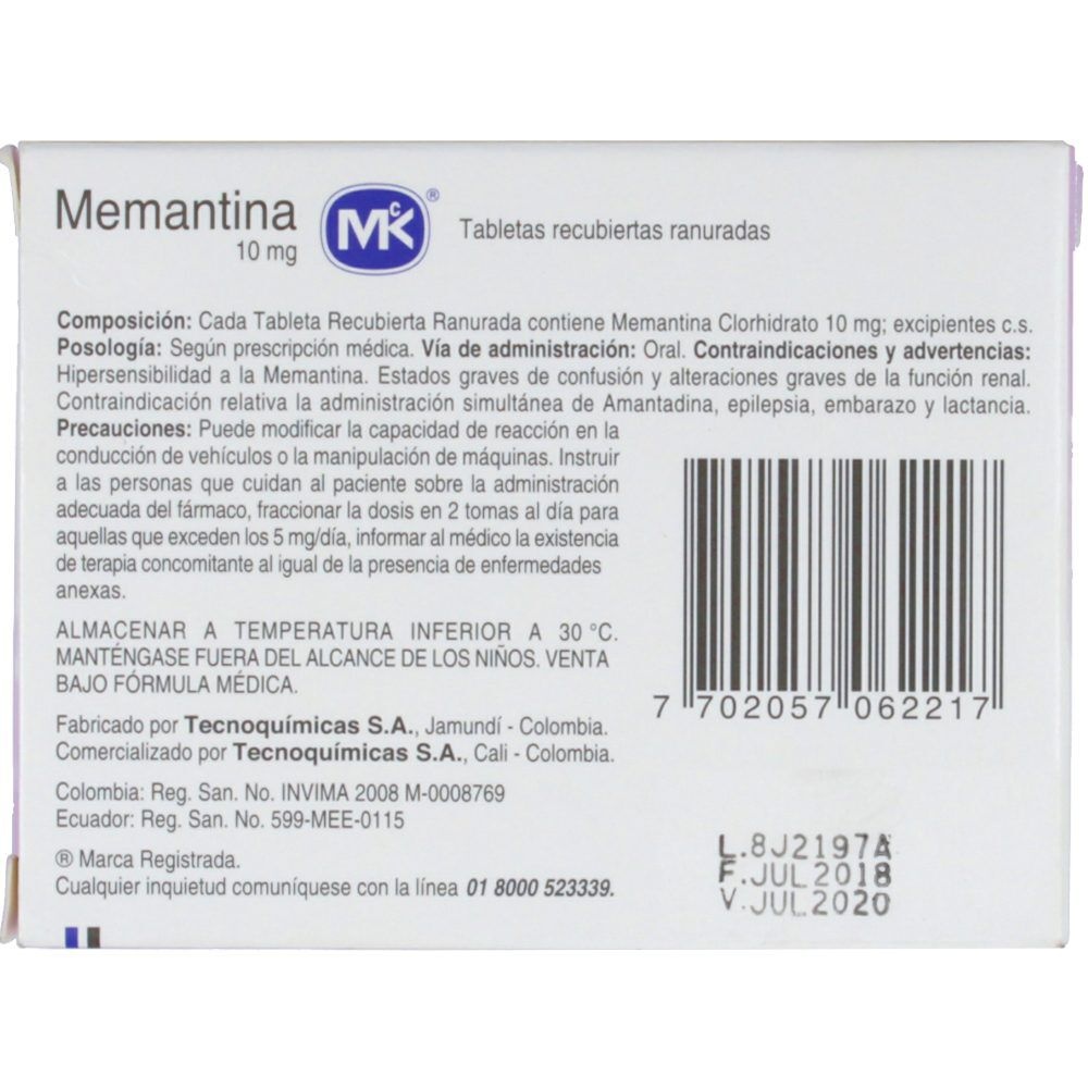 MEMANTINA ARISTO 10 mg COMPRIMIDOS REVESTIDOS POR PELÍCULA