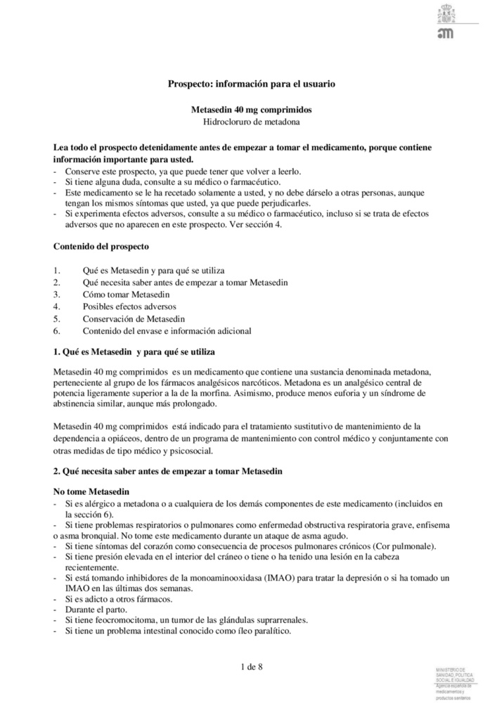 METASEDIN 30 mg COMPRIMIDOS
