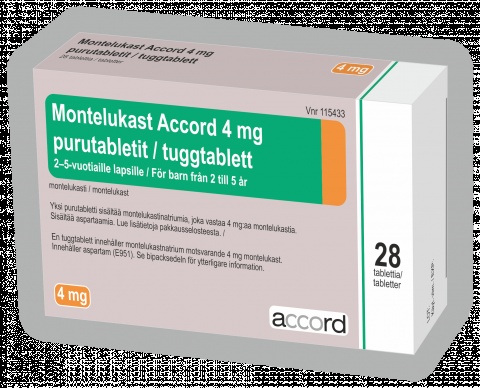 MONTELUKAST ACCORD 4 mg COMPRIMIDOS MASTIGÁVEIS