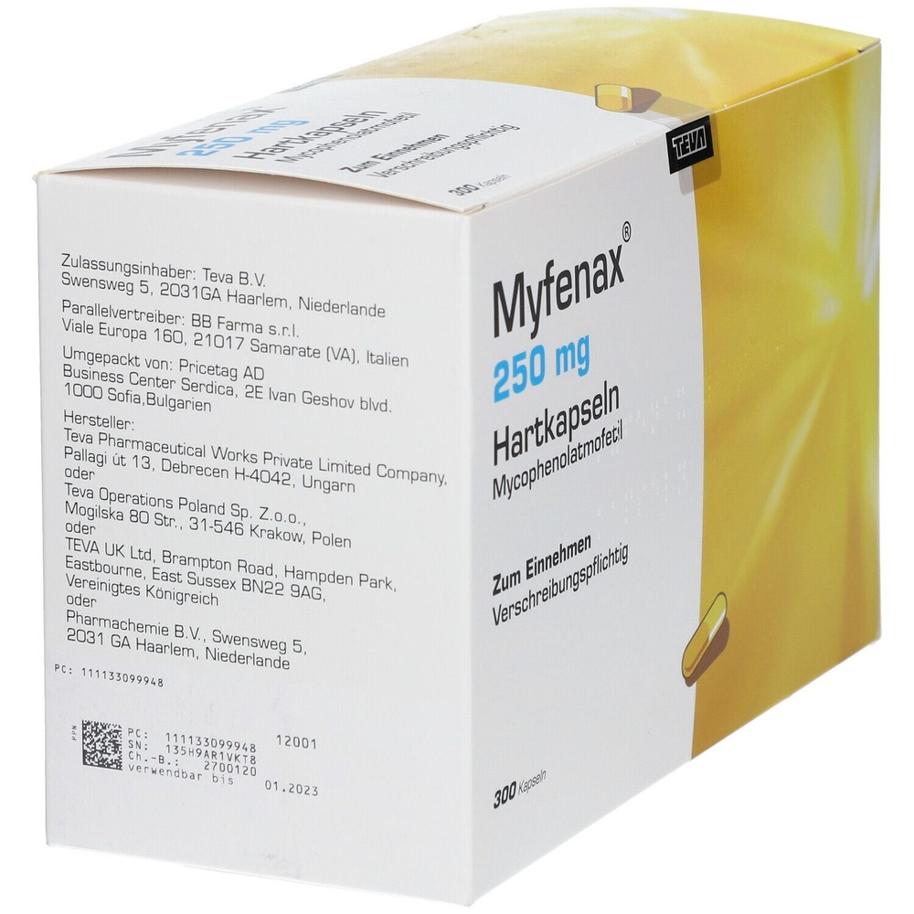 MYFENAX 250 mg CÁPSULAS DURAS