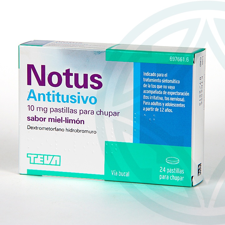 NOTUS ANTITUSSIVO 10 mg PASTILHAS PARA CHUPAR SABOR MEL-LIMÃO